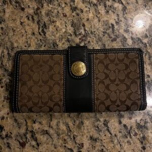 Coach Signature Leather Trim Wallet